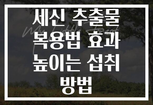 세신 추출물 복용법 효과 높이는 섭취 방법