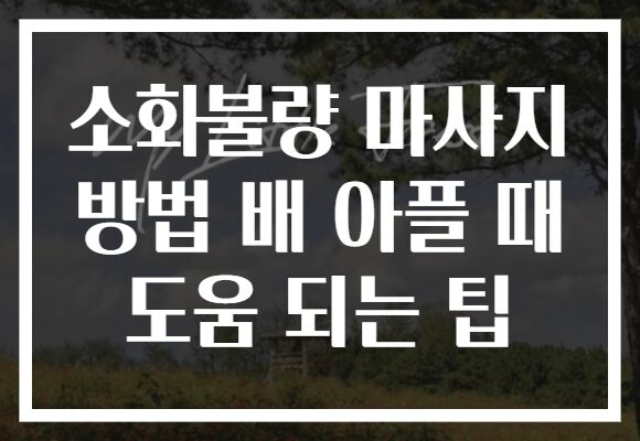 소화불량 마사지 방법 배 아플 때 도움 되는 팁