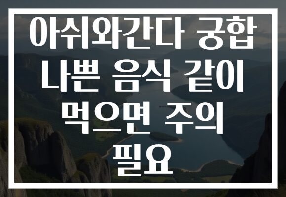 아쉬와간다 궁합 나쁜 음식 같이 먹으면 주의 필요