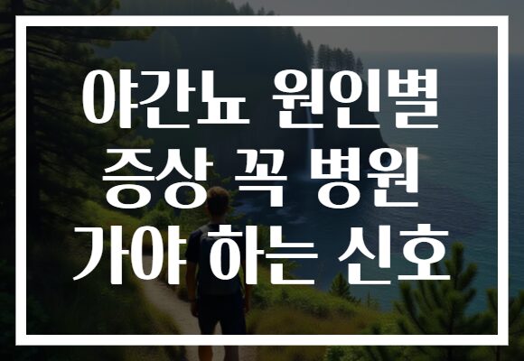 야간뇨 원인별 증상 꼭 병원 가야 하는 신호