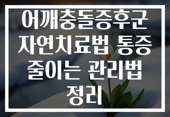 어깨충돌증후군 자연치료법 통증 줄이는 관리법 정리