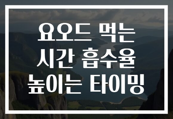요오드 먹는 시간 흡수율 높이는 타이밍