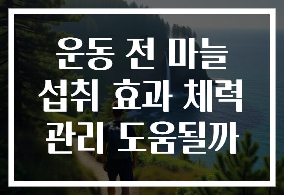 운동 전 마늘 섭취 효과 체력 관리 도움될까