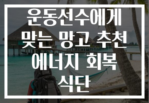 운동선수에게 맞는 망고 추천 에너지 회복 식단