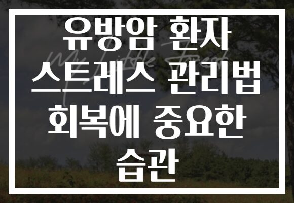 유방암 환자 스트레스 관리법 회복에 중요한 습관