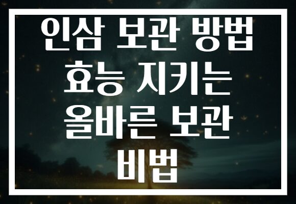 인삼 보관 방법 효능 지키는 올바른 보관 비법
