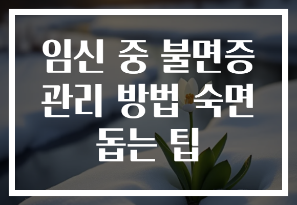 임신 중 불면증 관리 방법 숙면 돕는 팁