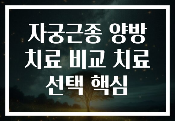 자궁근종 양방 치료 비교 치료 선택 핵심