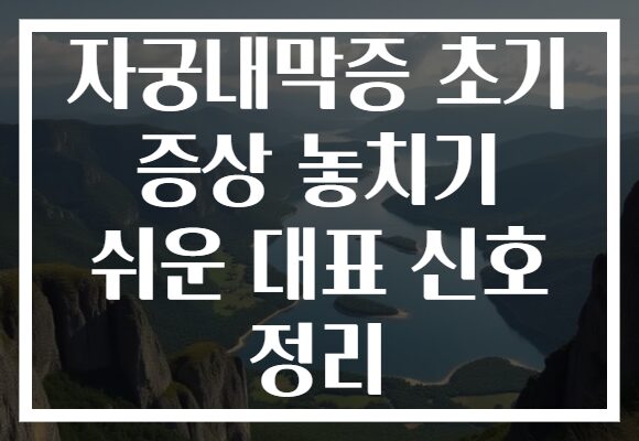 자궁내막증 초기 증상 놓치기 쉬운 대표 신호 정리