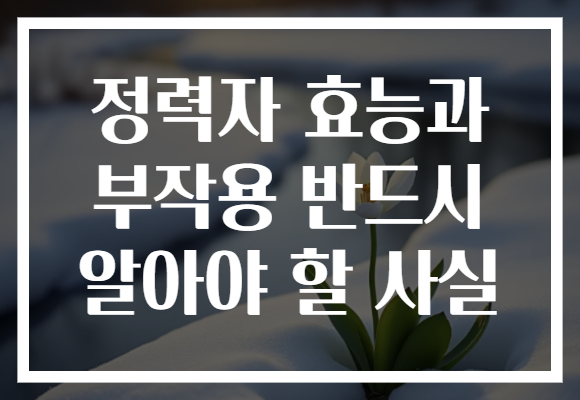 정력자 효능과 부작용 반드시 알아야 할 사실