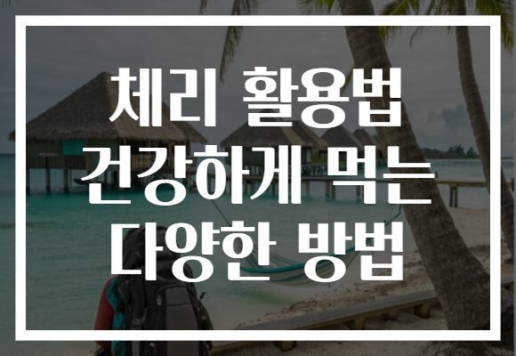체리 활용법 건강하게 먹는 다양한 방법
