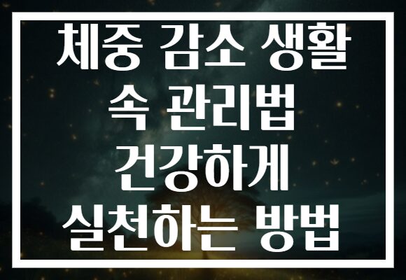 체중 감소 생활 속 관리법 건강하게 실천하는 방법