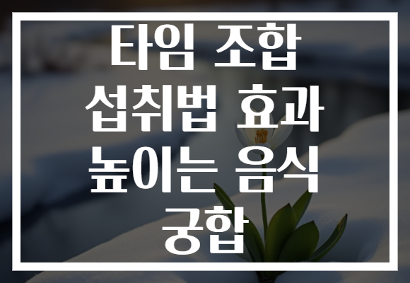 타임 조합 섭취법 효과 높이는 음식 궁합