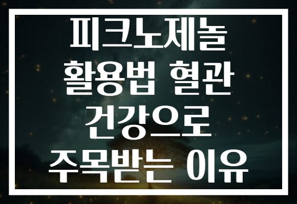 피크노제놀 활용법 혈관 건강으로 주목받는 이유