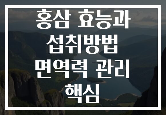 홍삼 효능과 섭취방법 면역력 관리 핵심