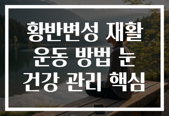 황반변성 재활 운동 방법 눈 건강 관리 핵심