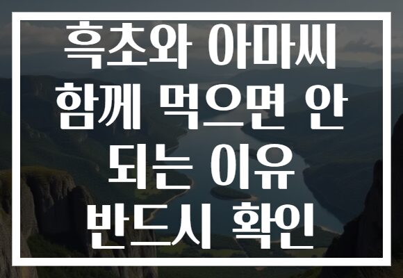 흑초와 아마씨 함께 먹으면 안 되는 이유 반드시 확인