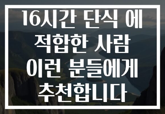 16시간 단식 에 적합한 사람 이런 분들에게 추천합니다