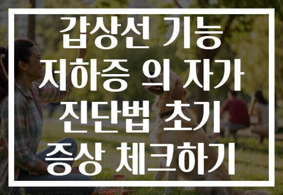 갑상선 기능 저하증 의 자가 진단법 초기 증상 체크하기