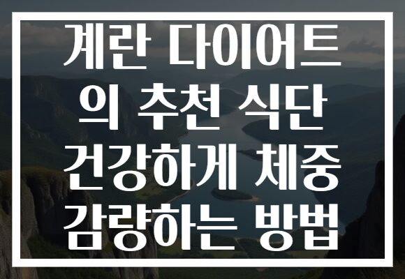 계란 다이어트 의 추천 식단 건강하게 체중 감량하는 방법