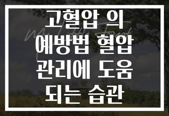 고혈압 의 예방법 혈압 관리에 도움 되는 습관