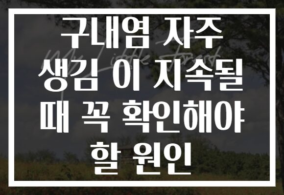 구내염 자주 생김 이 지속될 때 꼭 확인해야 할 원인