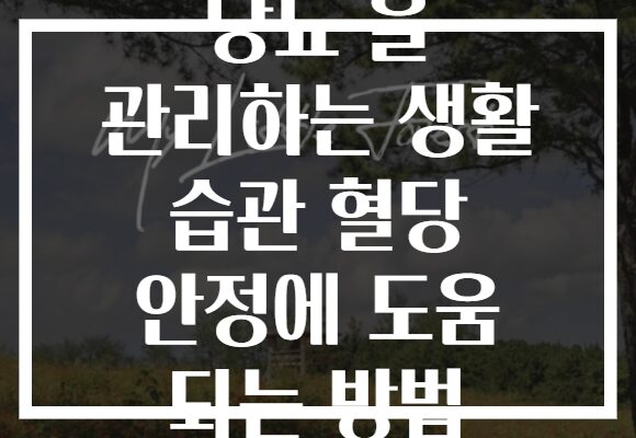 당뇨 을 관리하는 생활 습관 혈당 안정에 도움 되는 방법