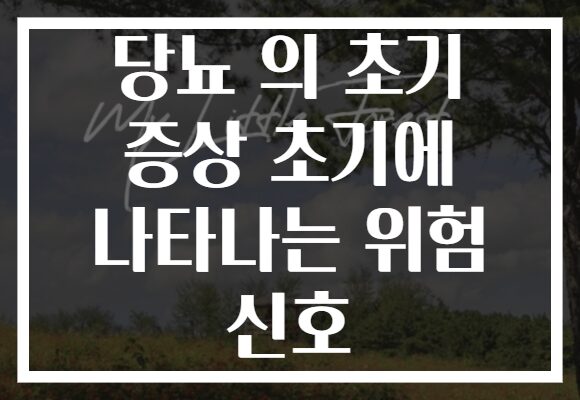 당뇨 의 초기 증상 초기에 나타나는 위험 신호