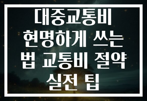 대중교통비 현명하게 쓰는 법 교통비 절약 실전 팁