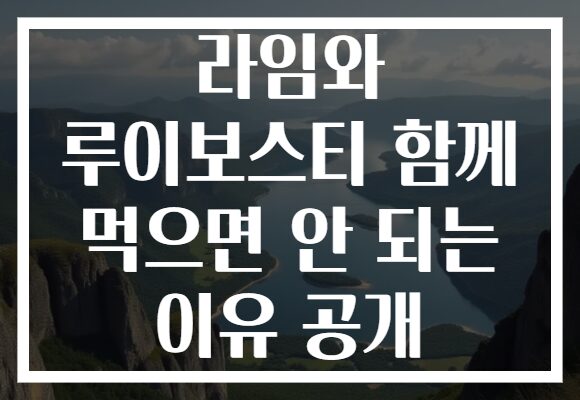 라임와 루이보스티 함께 먹으면 안 되는 이유 공개