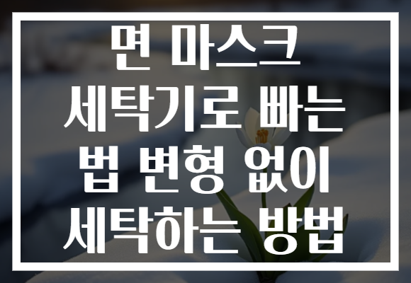 면 마스크 세탁기로 빠는 법 변형 없이 세탁하는 방법