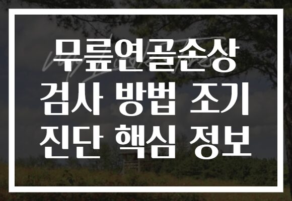 무릎연골손상 검사 방법 조기 진단 핵심 정보