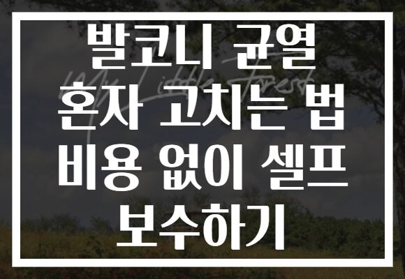 발코니 균열 혼자 고치는 법 비용 없이 셀프 보수하기