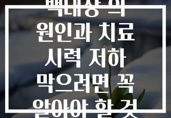 백내장 의 원인과 치료 시력 저하 막으려면 꼭 알아야 할 것