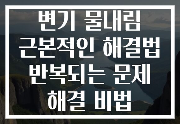 변기 물내림 근본적인 해결법 반복되는 문제 해결 비법