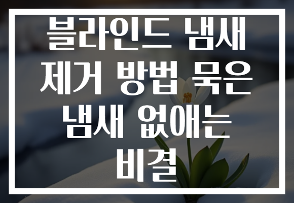 블라인드 냄새 제거 방법 묵은 냄새 없애는 비결