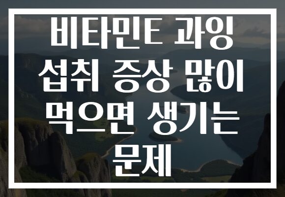 비타민E 과잉 섭취 증상 많이 먹으면 생기는 문제