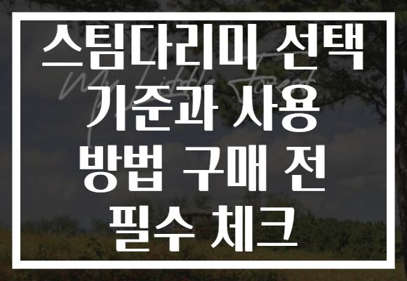 스팀다리미 선택 기준과 사용 방법 구매 전 필수 체크
