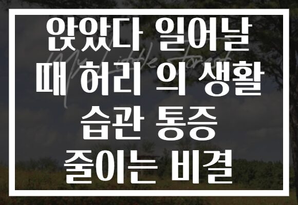 앉았다 일어날 때 허리 의 생활 습관 통증 줄이는 비결