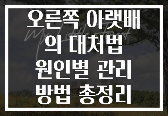 오른쪽 아랫배 의 대처법 원인별 관리 방법 총정리
