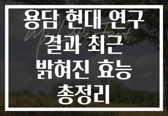 용담 현대 연구 결과 최근 밝혀진 효능 총정리