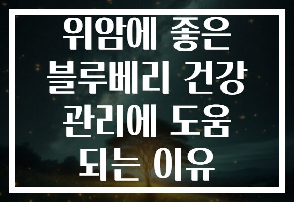 위암에 좋은 블루베리 건강 관리에 도움 되는 이유
