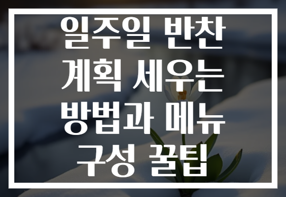 일주일 반찬 계획 세우는 방법과 메뉴 구성 꿀팁