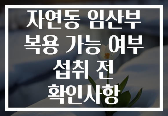 자연동 임산부 복용 가능 여부 섭취 전 확인사항
