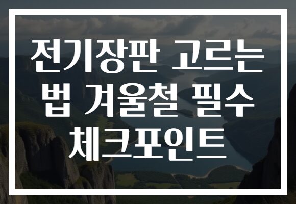 전기장판 고르는 법 겨울철 필수 체크포인트