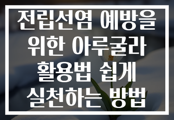 전립선염 예방을 위한 아루굴라 활용법 쉽게 실천하는 방법
