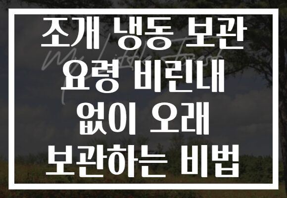 조개 냉동 보관 요령 비린내 없이 오래 보관하는 비법