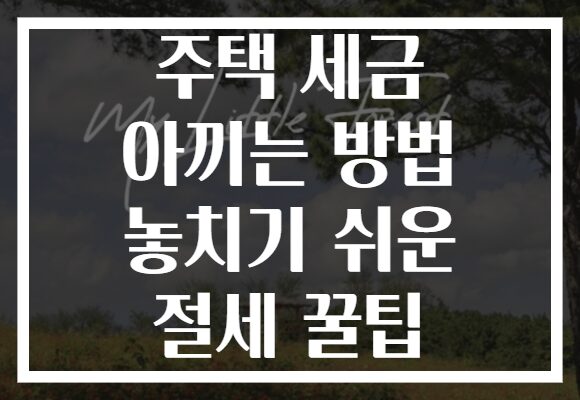 주택 세금 아끼는 방법 놓치기 쉬운 절세 꿀팁