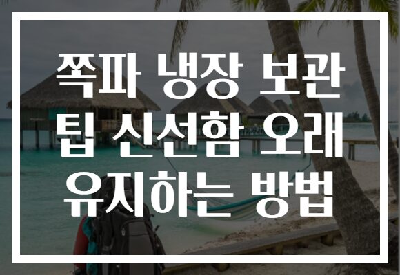 쪽파 냉장 보관 팁 신선함 오래 유지하는 방법