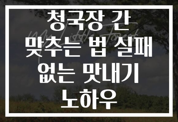 청국장 간 맞추는 법 실패 없는 맛내기 노하우